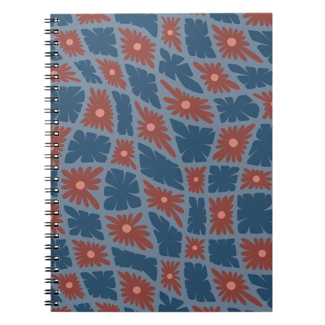 Carnet Trippy super 60s Flower Checks Blue Red (Devant)