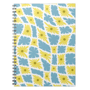 Carnet Trippy super Wavy 60s Flower Checks Jaune Bleu
