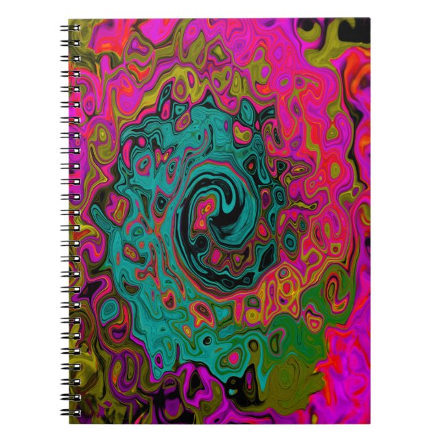 Carnet Trippy Turquoise Abstrait Retro Liquid Swirl (Devant)