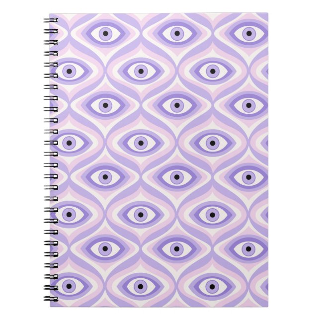 Carnet Trippy Weird Eye Motif - Pastel Purple et Rose (Devant)