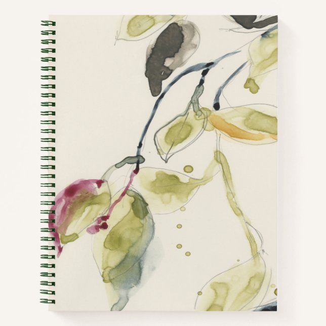 Carnet Triptyque de branche feuille aquarelle (Devant)