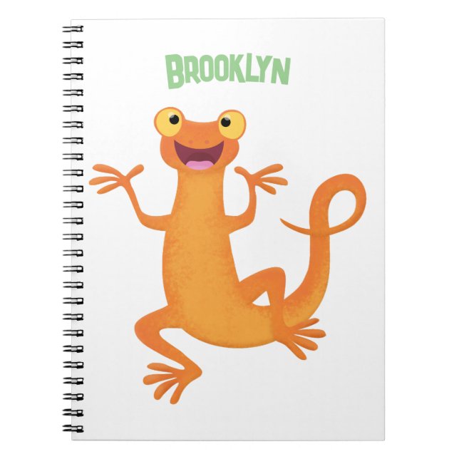 Carnet Triton orange heureux mignon qui danse (Devant)