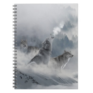 Carnet Trois beaux loups dans la neige d'hiver