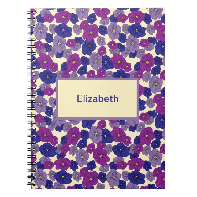 Carnet Trois colonnes ou violet flowers de surface (Devant)