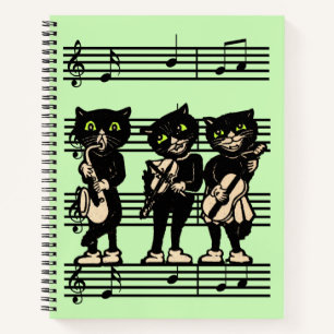 Carnet Trois musiciens de chats noirs sur Partition Musiq