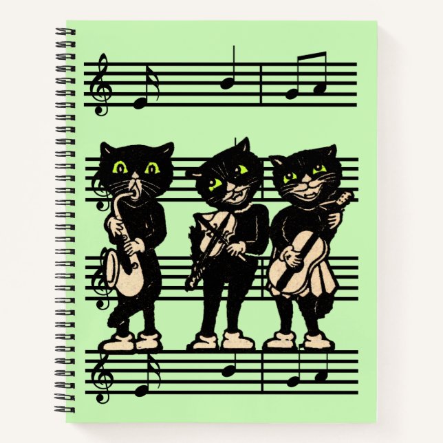 Carnet Trois musiciens de chats noirs sur Partition Musiq (Devant)