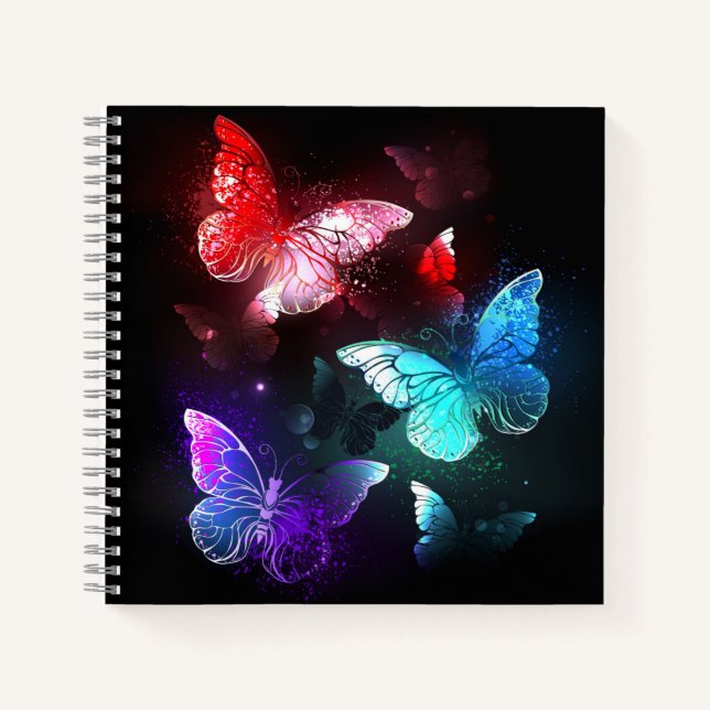 Carnet Trois papillons brillants sur l'arrière - plan de  (Devant)