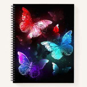 Carnet Trois papillons lumineux sur fond de nuit