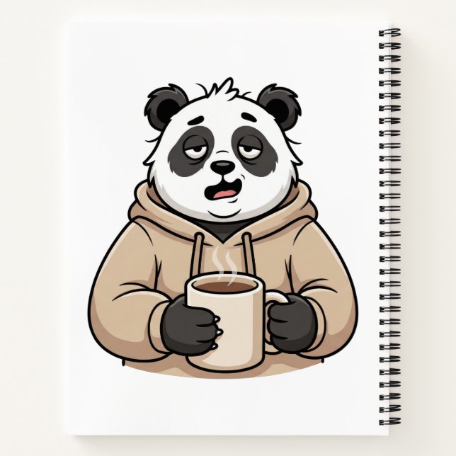 Carnet Trop fatigué pour fonctionner Panda Café Dessin an (Dos)