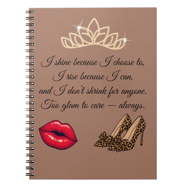Carnet Trop Glam Pour Se Soucier – Citation Chic  (Devant)