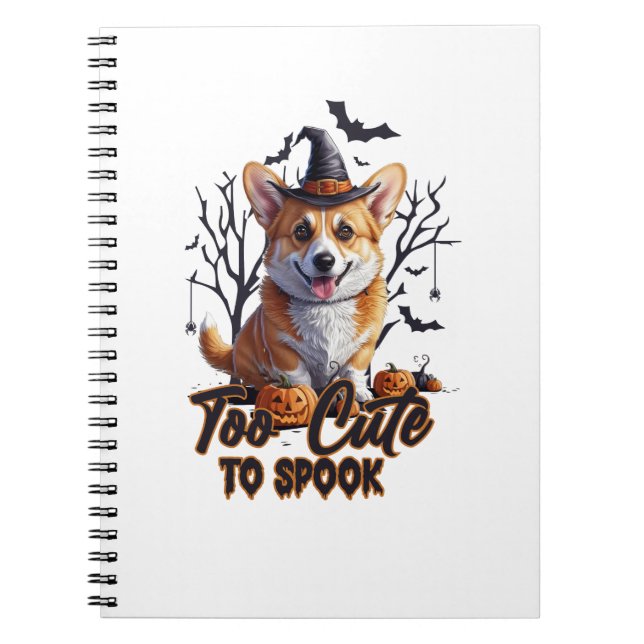 Carnet Trop mignon pour effrayer Funny Halloween Dog Corg (Devant)