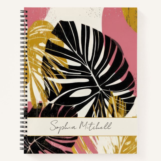 Carnet Tropical Boho Monstera Moderne Personnalisé (Devant)