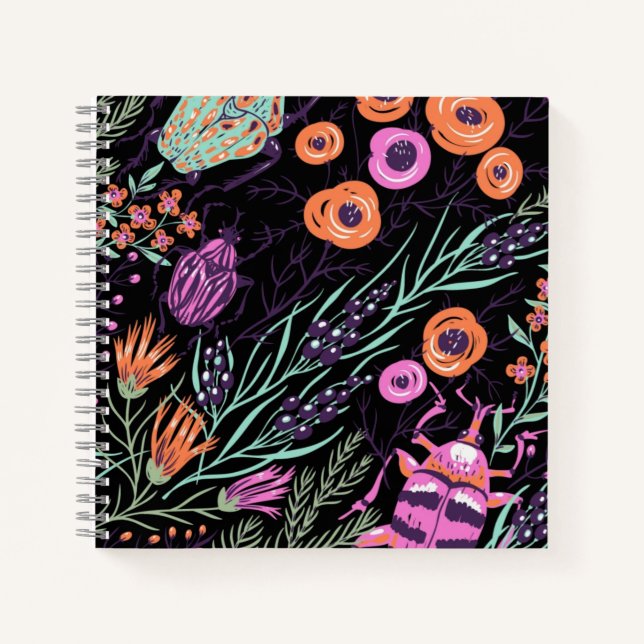 Carnet Tropical Botanical and Bugs Colorful Abstract Art (Devant)