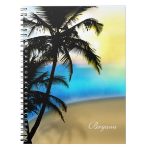 Carnet tropical de plage et de palmiers diurne
