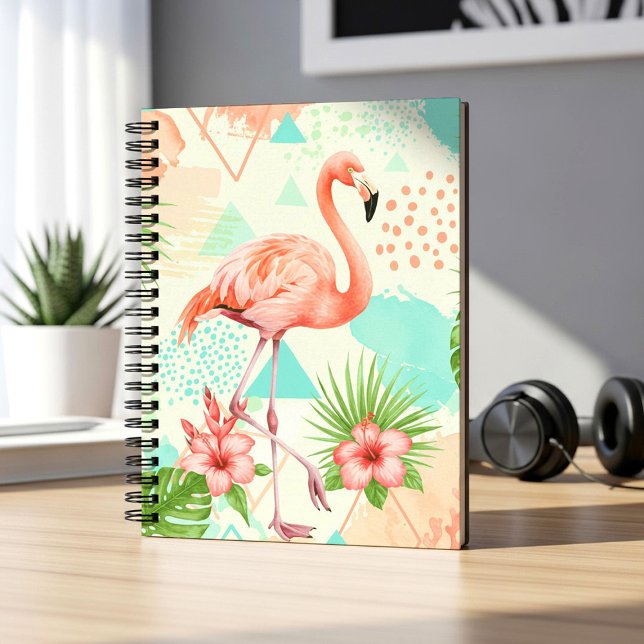 Carnet Tropical Flamingo Watercolor & Geometric Pattern (Créateur téléchargé)
