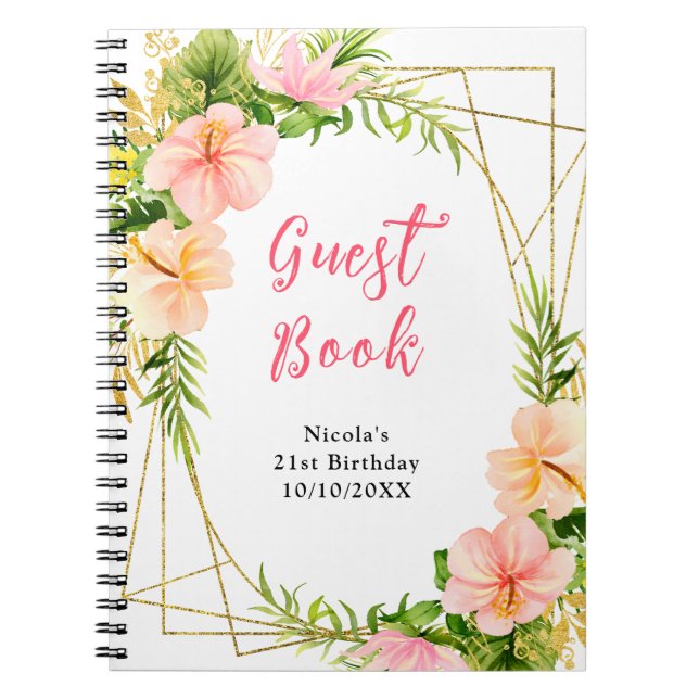 Carnet Tropical Jungle with Foliage Birthday Guest Book (Devant)