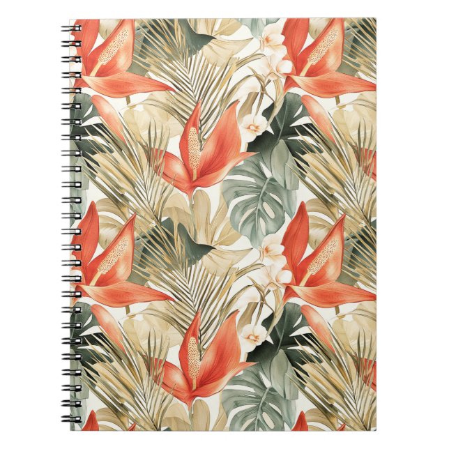 Carnet Tropical Orange Anthurium Jungle Florale (Devant)
