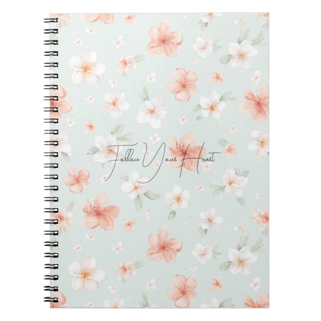 Carnet Tropical Peach White Hibiscus Flowers (Devant)