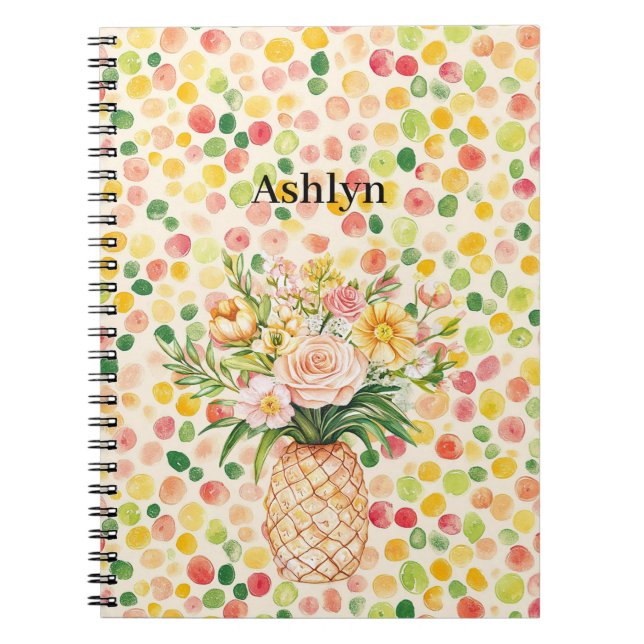 Carnet Tropical Pineapple Blush Yellow Floral (Devant)