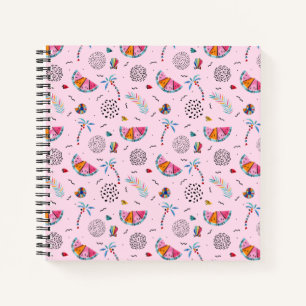 Carnet Tropical rose Memphis Style Motif