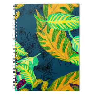 Carnet Tropical Tie Dye Blue Gouache. Motif tropical. G