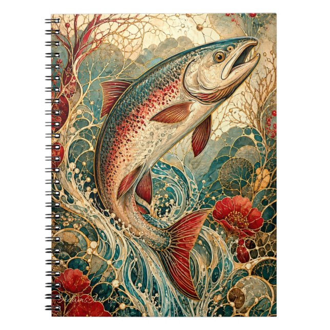 Carnet Truite Art Nouveau éclaboussure florale (Devant)