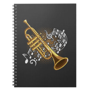 Carnet Trumpet Player Musical Notes Jazz Music Art