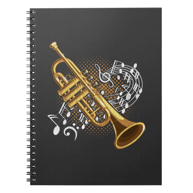 Carnet Trumpet Player Notes musicales Jazz Music Art (Devant)