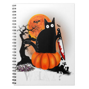 Carnet Tueur Halloween Lune effrayante Chat noir avec cou