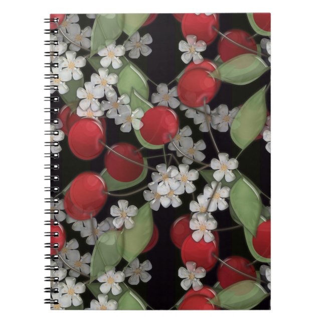 Carnet Tuile de verre 3D cerisier liquide et fleurs fleur (Devant)