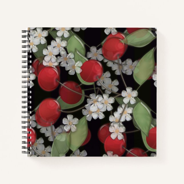Carnet Tuile de verre 3D cerisier liquide et fleurs fleur (Devant)