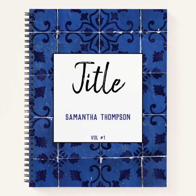 Carnet Tuiles portugaises Azulejo Blue Floral Leaf (Devant)