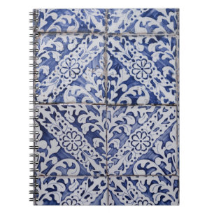 Carnet Tuiles portugaises - Azulejo Floral bleu et blanc