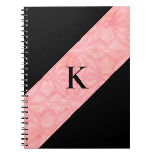 Carnet Tulip Batik rose et noir Monogramme