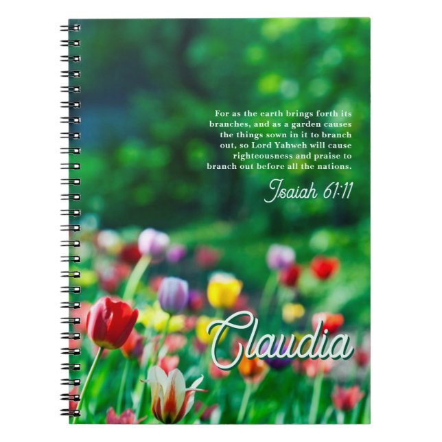 Carnet Tulip Fleur Jardin Bible Écriture Verse (Devant)