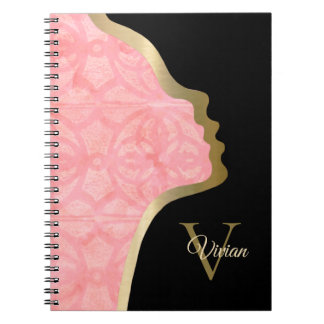 Carnet Tulip Rose Noir Et Or Face