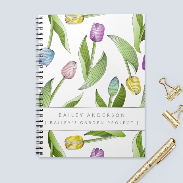 Carnet Tulipe colorée moderne personnalisée (Créateur téléchargé)