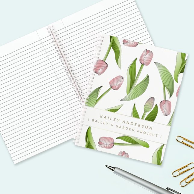 Carnet Tulipe rose moderne personnalisée (Créateur téléchargé)