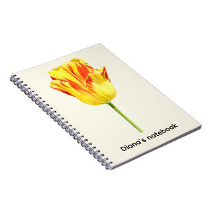 Carnet Tulipe rouge et jaune personnalisée