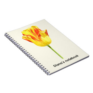 Carnet Tulipe rouge et jaune personnalisée
