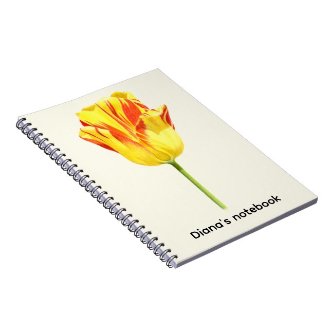 Carnet Tulipe rouge et jaune personnalisée (Côté Droit)