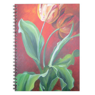 Carnet Tulipes artistiques rouges et jaunes