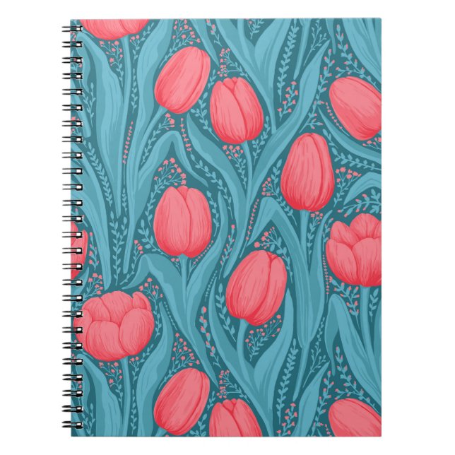 Carnet Tulipes en bleu et rouge (Devant)