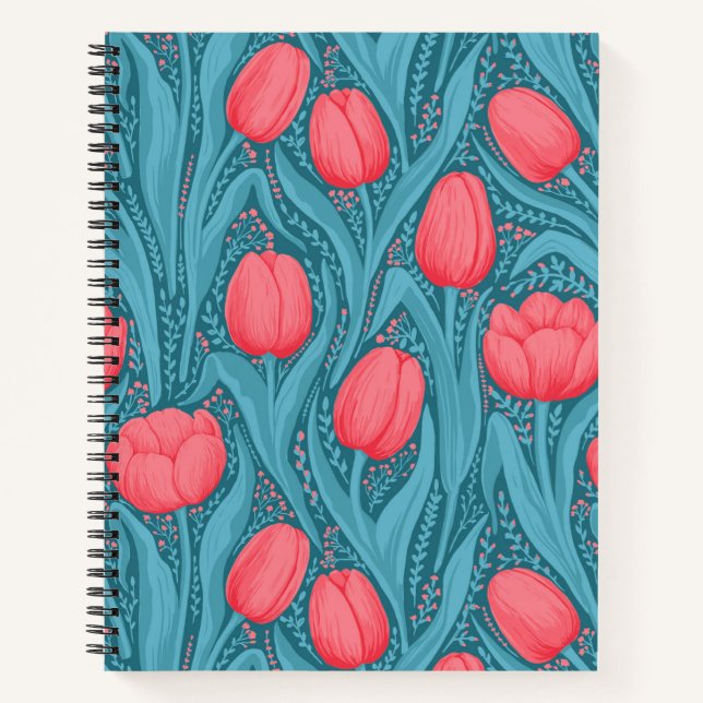 Carnet Tulipes en bleu et rouge (Devant)