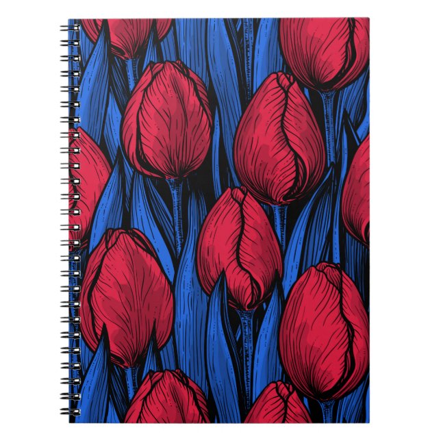 Carnet Tulipes en rouge et bleu (Devant)