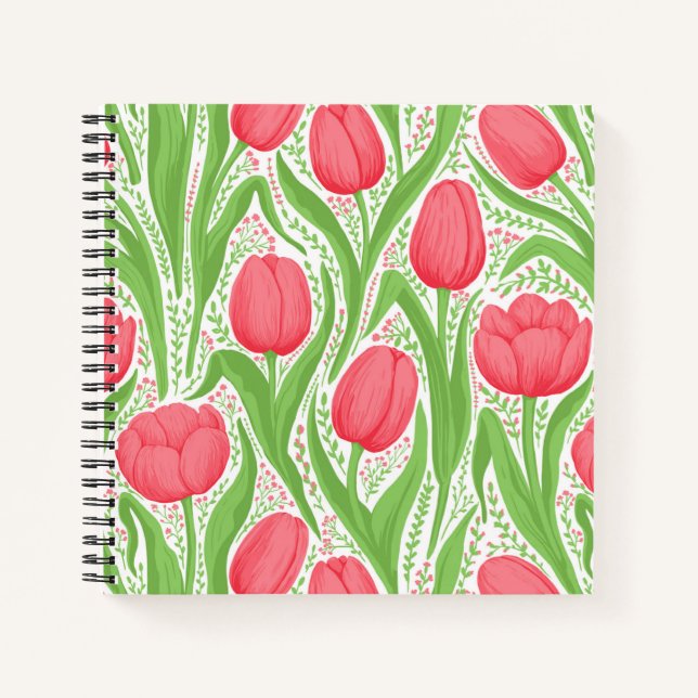 Carnet Tulipes en rouge et vert (Devant)