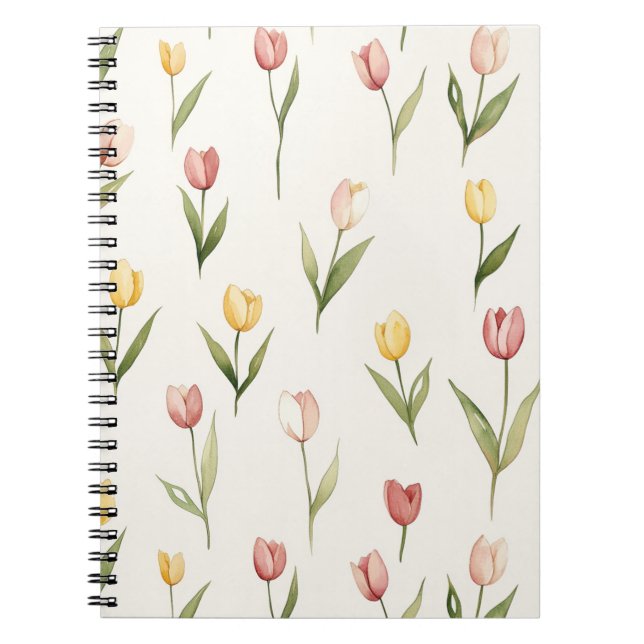 Carnet Tulipes Fleurs Jaune Rose   (Devant)