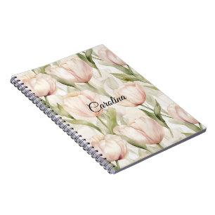 Carnet Tulipes Florales Crème Rose Clair Assez Jolies