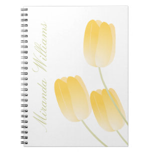 Carnet Tulipes printanières jaunes florales avec nom pers