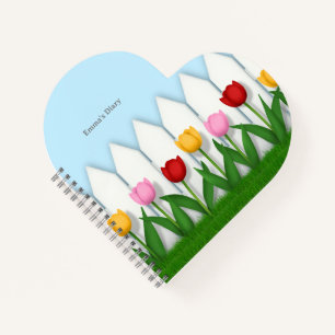 Carnet Tulipes roses et blanches rouges Personnalisées en